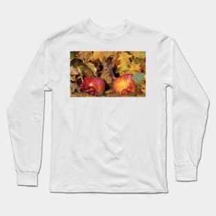 wild Autumn house mouse and  apple Long Sleeve T-Shirt